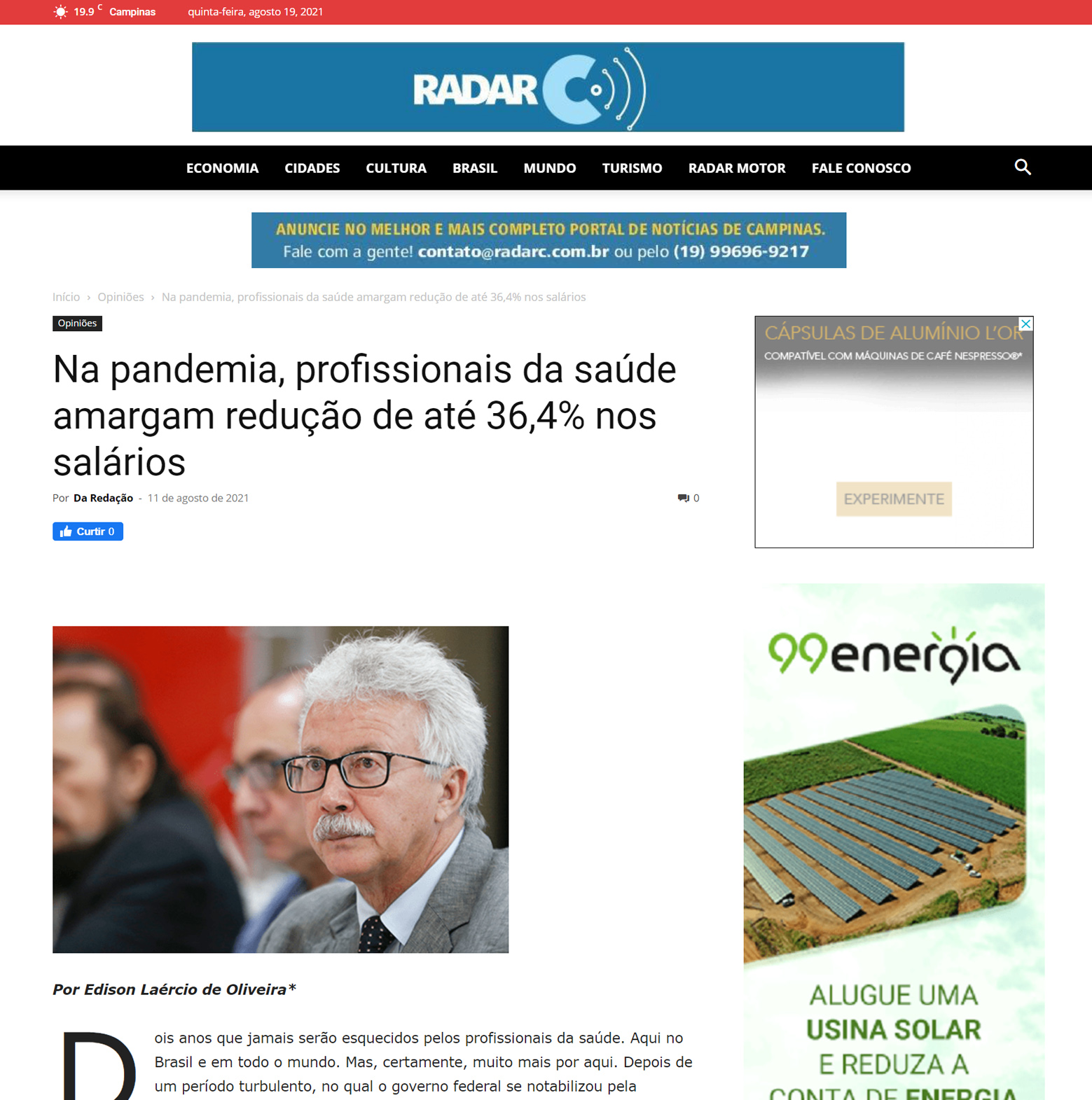 Radar C - Campinas - Na pandemia, profissionais da saúde amargam redução de até 36,4% nos salários